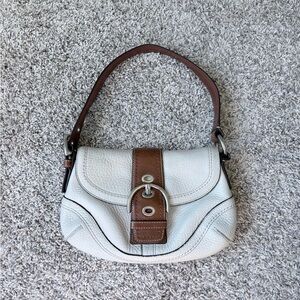 👜COACH Y2K Vintage Soho Hobo Shoulder Bag Cream Brown Leather Purse